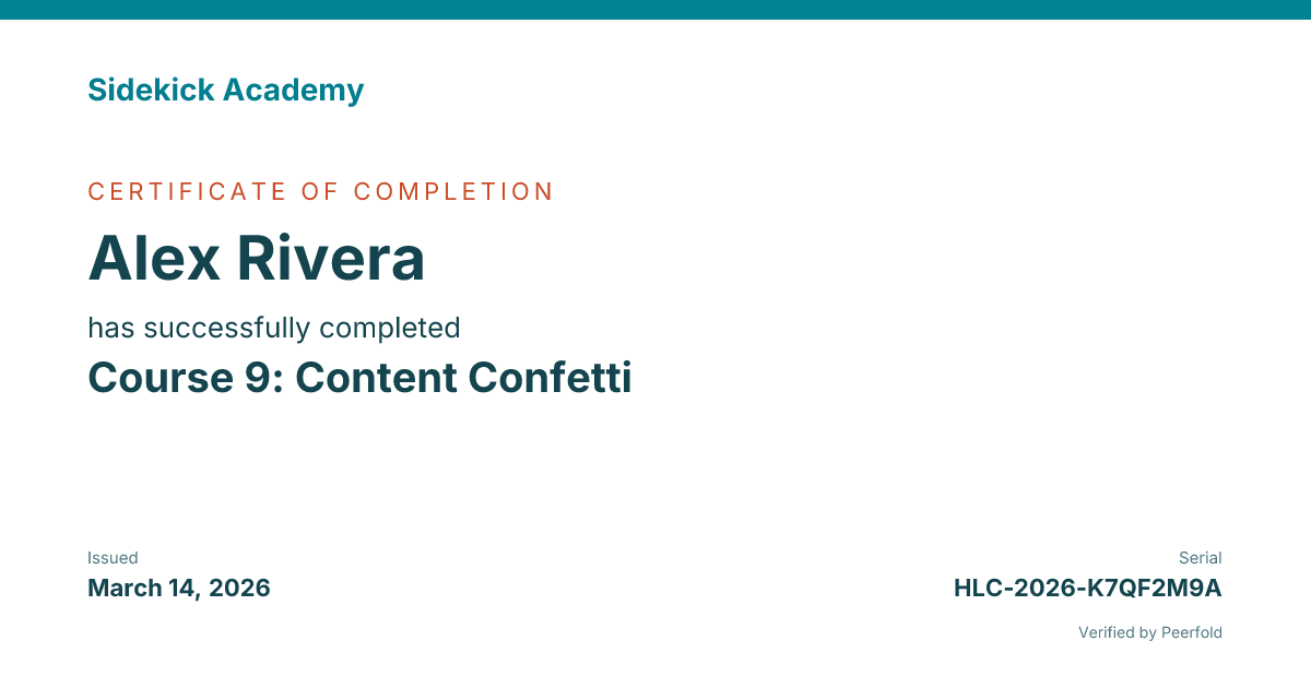An example of the certificate you receive