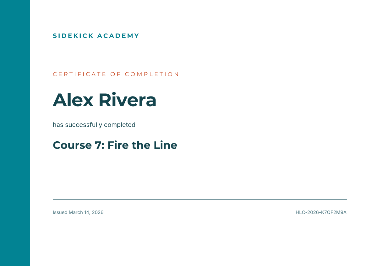 An example of the certificate you receive
