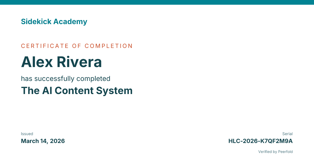 An example of the certificate you receive